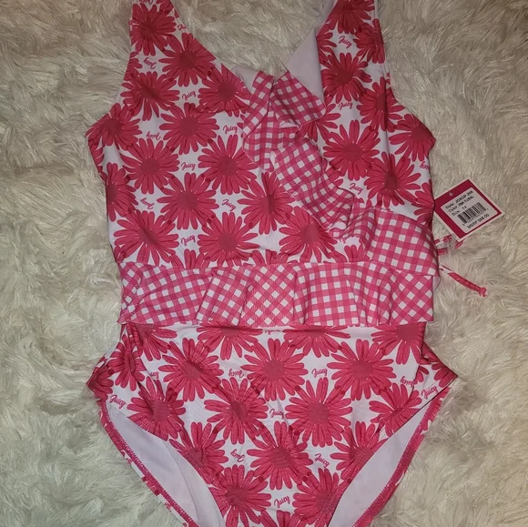 Juicy Couture Black Label Los Angeles Girls Swimsuit - Size 14 - NWT